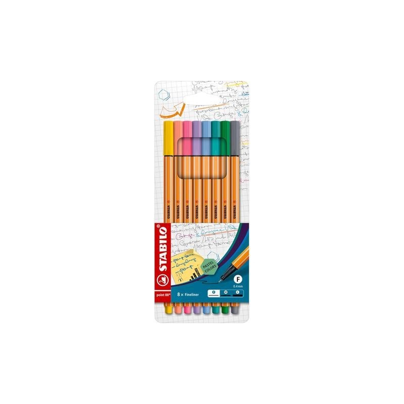 CONFEZIONE 8 PENNE STABILO POINT 88 colori pastello