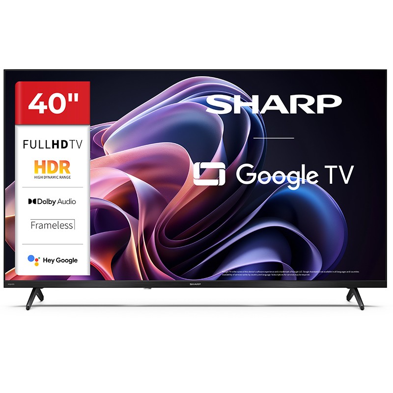 SHARP 40HF2265E - 40" GOOGLE TV LED HD - FRAMELESS - COMP. TV SAT - AUDIO DOLBY DIGITAL+ / DTS HD - 