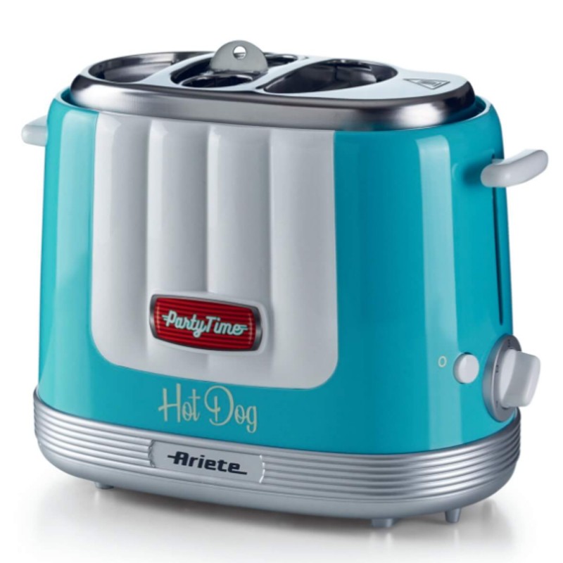 ARIETE HOT DOG MAKER (PARTY TIME) (CELESTE) (0206/01) - CUOCI WURSTEL - SCALDA PANINI - 5 LIVELLI DI