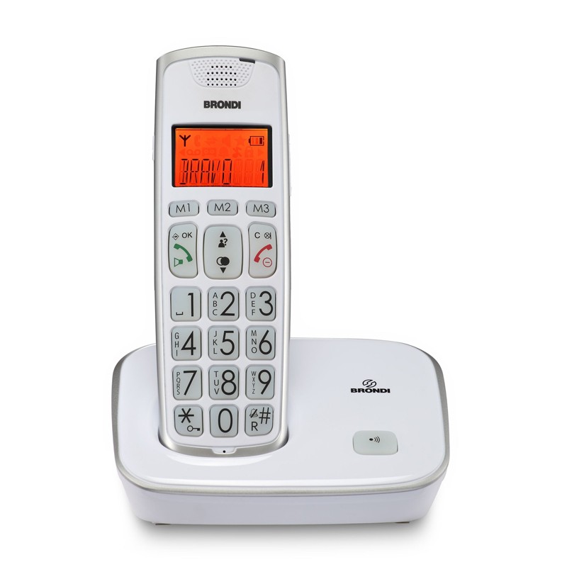 BRONDI BRAVO GOLD 2 (BIANCO) - TELEFONO CORDLESS SINGOLO - TASTI GRANDI - AUDIO AMPLIFICATO - VIVAVO